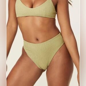 NWT Andie crinkle sage green bikini top and bottom set